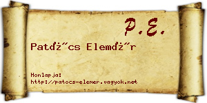 Patócs Elemér névjegykártya